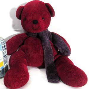 POTTERY BARN KNITTED BEAR, RED NWOT 15" SUPER CUTE